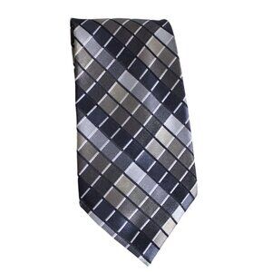 GEOFFREY BEENE Tie 100% Silk - Taupe, Gold Beige, Grey & Black Diamond